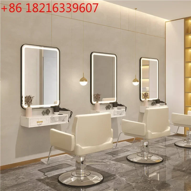 High-end perm, dyeing, hairdressing, hair care store mirror table, special haircut mirror, with light tool cabinet set
