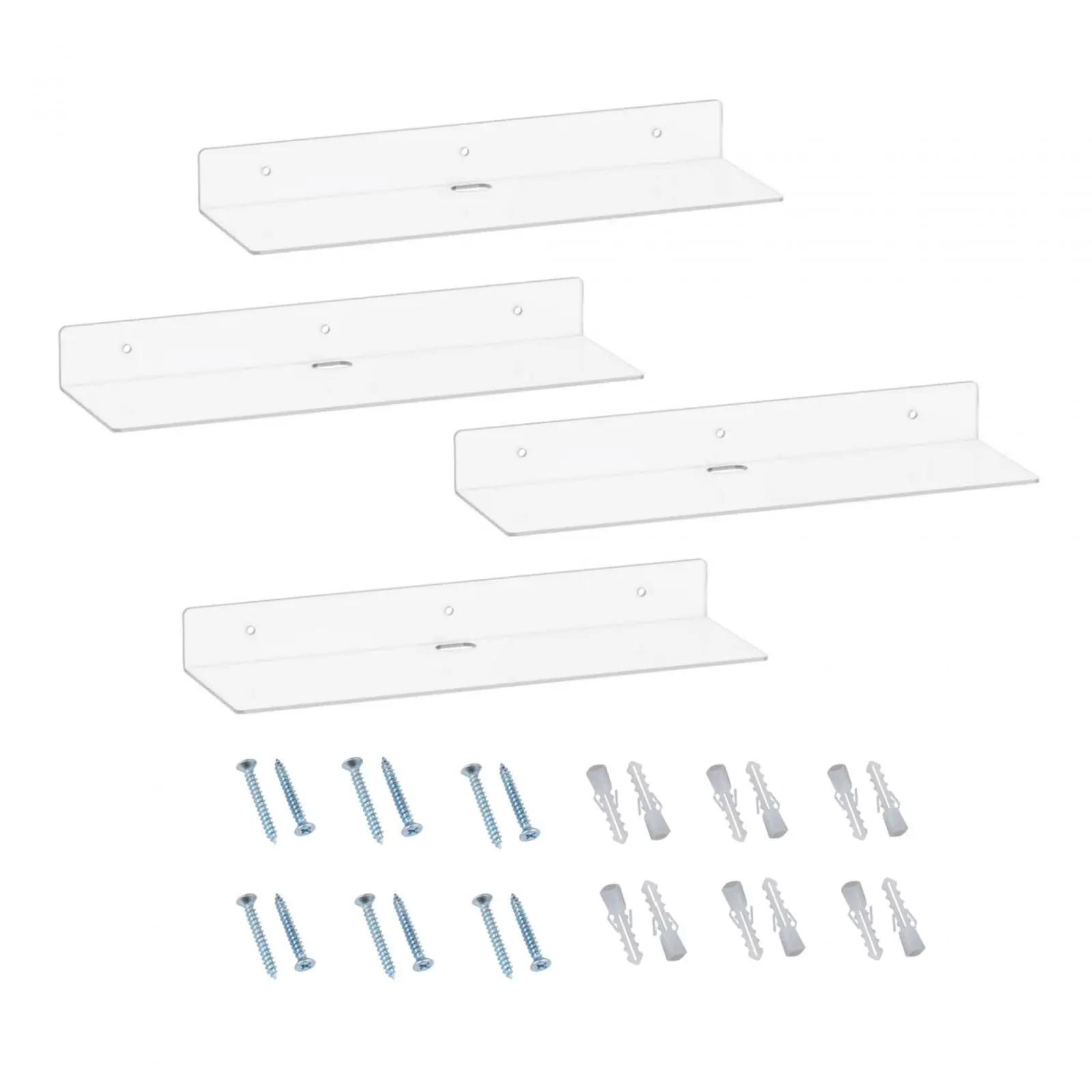 

4x Acrylic Wall Mounted Shelves Invisible Spice Rack Wall Ledge Shelf Floating Shelves Clear for Kitchen Bedroom Kids Bookshelf