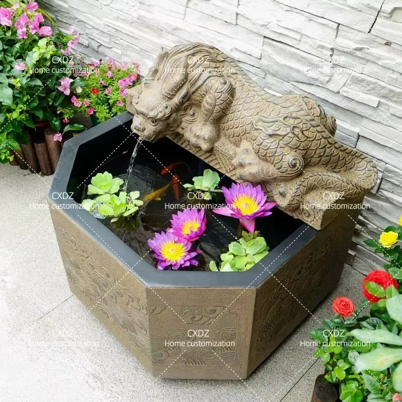 Chinese Style Outdoor Garden Fish Tank Water Circulation Fountain Pool Landscaping Decoration Ornament