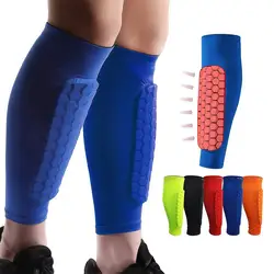 2 pcs/par caneleiras de futebol mangas perna favo de mel suporte de náilon meia protetor de canela engrenagem de futebol escudos esportes legging