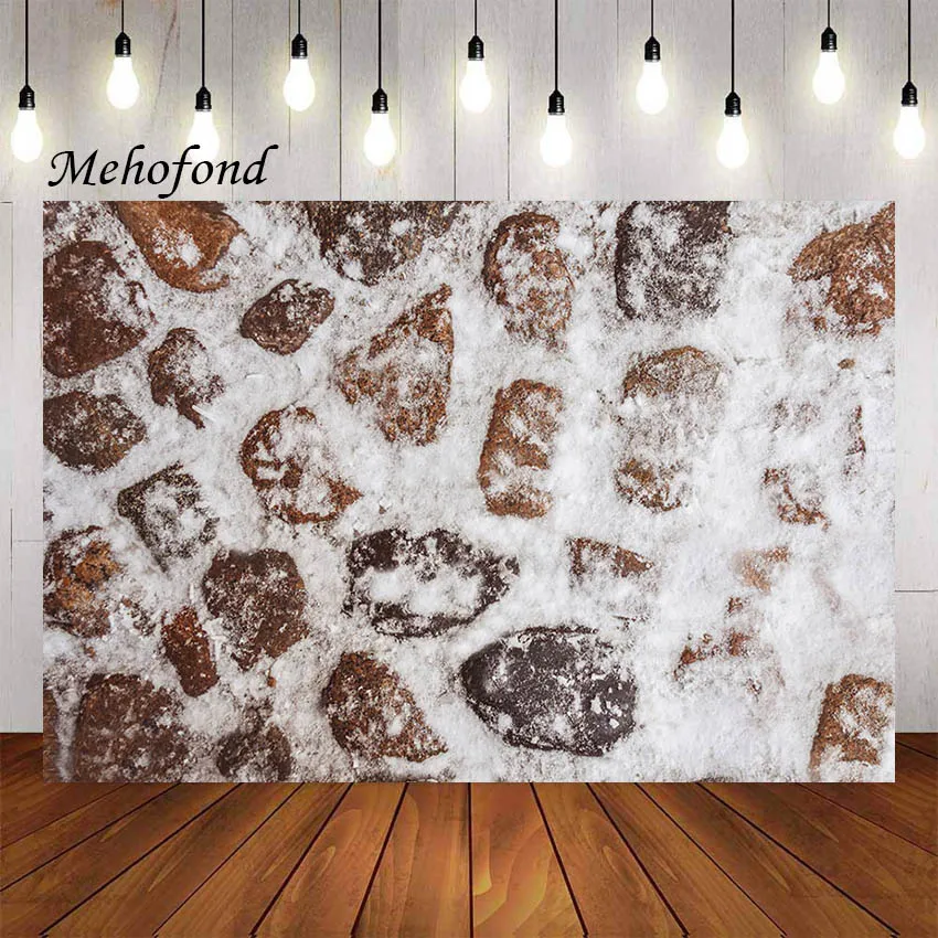 Mehofond Photography Background Christmas Winter Snow Stone Floor Children Holiday Party Portrait Decor Backdrop Photo Studio