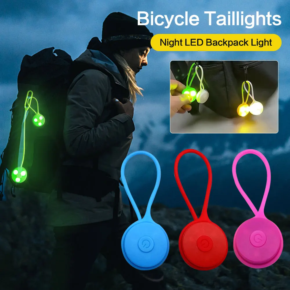 New Warning Light Outdoor Mini Bicycle Lights Silicone Backpack LED Lights Night Running Flash Signal Cycling Safety Light