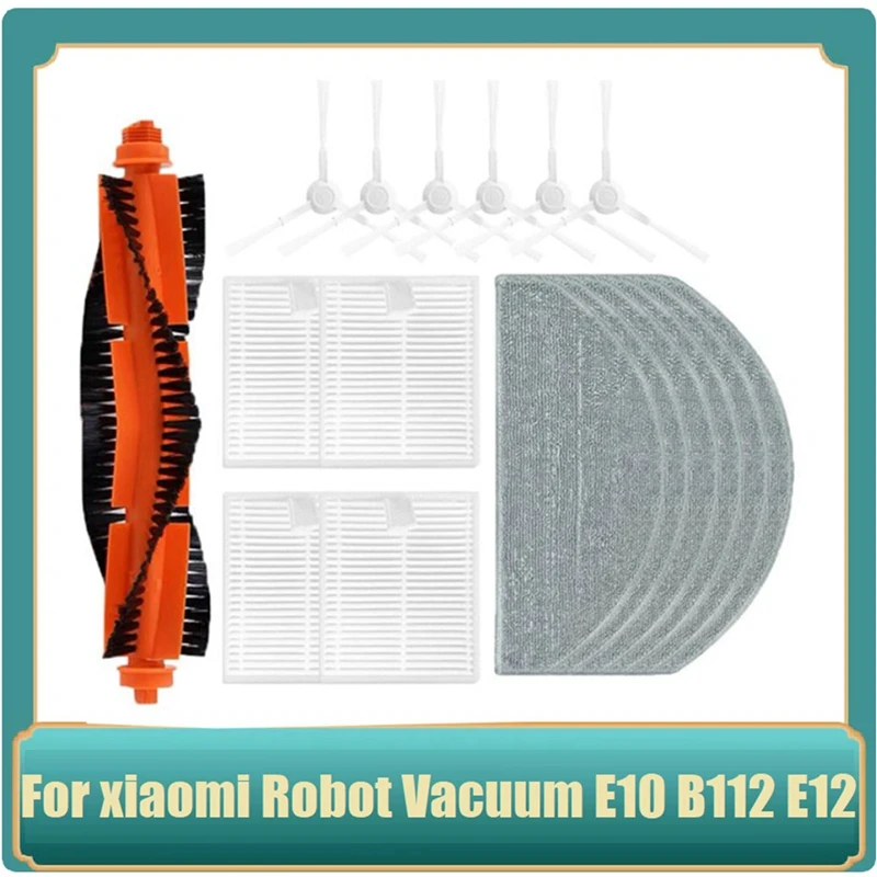 

17PCS For Xiaomi Robot Vacuum E10 B112 / E12 Vacuum Replacement Parts Accessories Main Side Brush Hepa Filter Mop Cloth