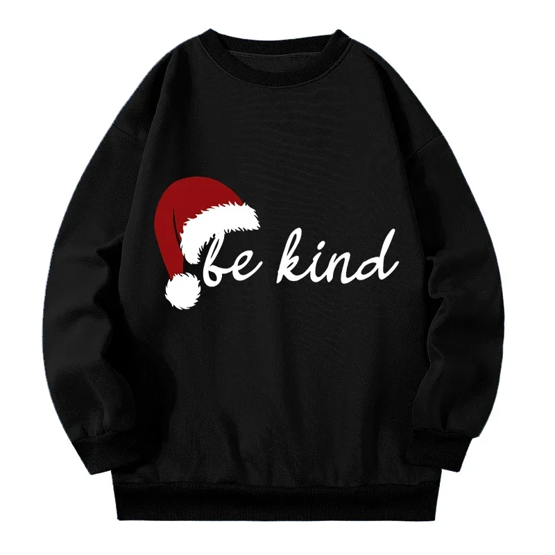 Christmas Hat Plus Size Grachic Sweatshirts Autumn Winter New 2023 Female Sweatshirts American Warm Vintage Women's Pullover