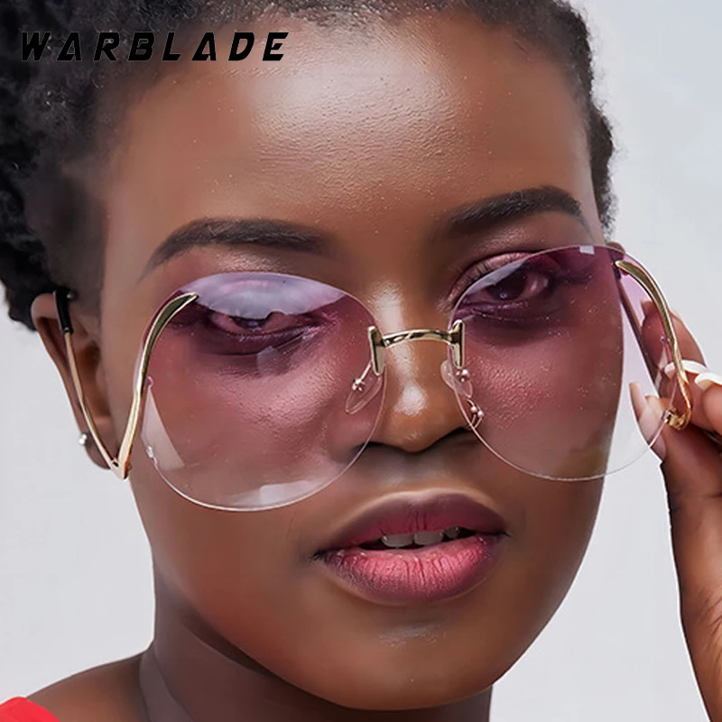 

Fashion Rimless Cut Edge Oval Women Sunglasses Metal Luxury Punk Men Sunglass Outdoor Summer Travel Female Eyewear Lentes UV400