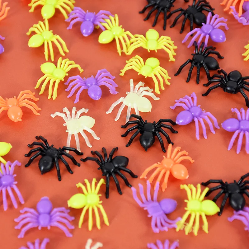 

200pcs Halloween Mixed Color Mini Spiders Green Purple Orange Black Spiders Halloween Party Decoration Props And Accessories