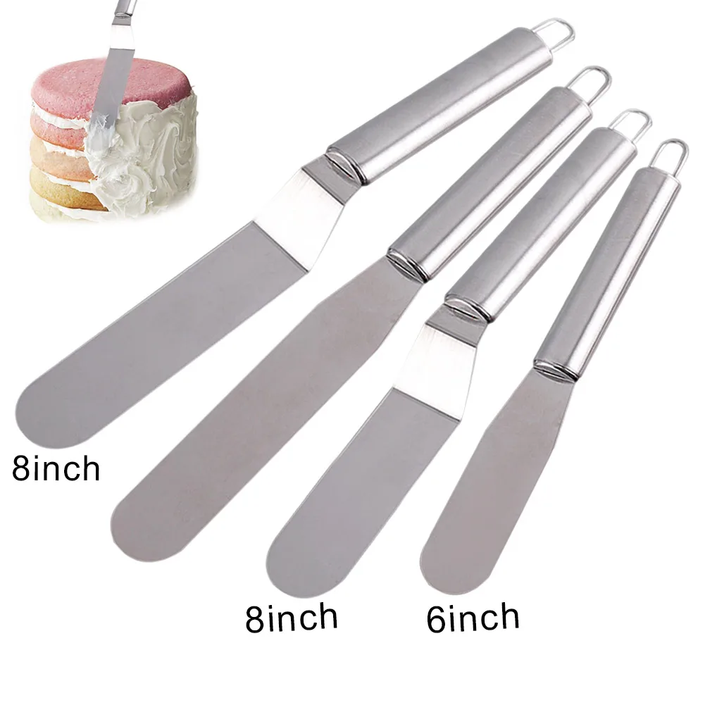 Stainless Steel Butter Cake Cream Blade Spatula Straight Bend Icing Frosting Spreader Fondant Pastry Tool