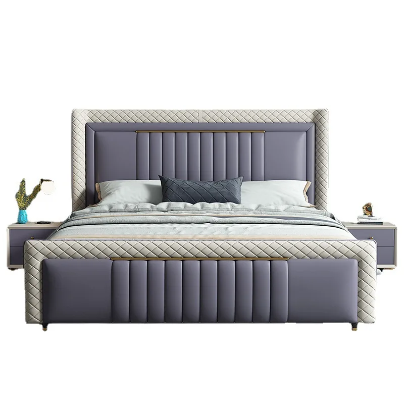 

Low Leather Bed Full Size Bed Frame with Storage Gas Lift Bedroom Upholstered Furniture Function Bed