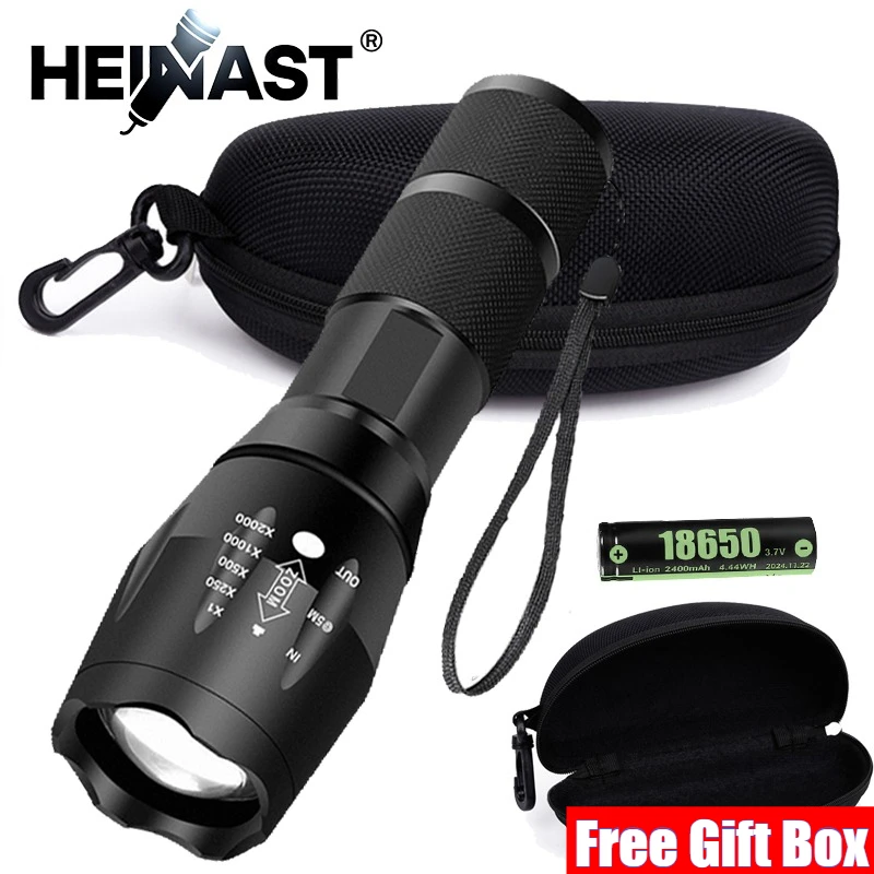 High Power Led Flashlight Camping Torch 5 Lighting Modes Aluminum Alloy Zoomable Light Waterproof External 18650 Battery Lantern