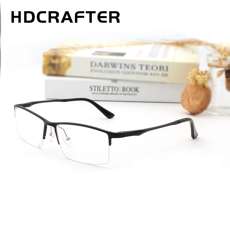 HDCRAFTER Men\'s Optical Glasses Frame Prescription Myopia/Hyperopia Eyeglasses Frames Men Fashion Reading Plain Glasses Eyewear