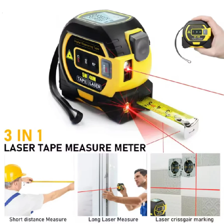 

Laser Tape Measure Meter Laser Rangefinder Meter With Digital Display 40M/60M Laser 5M Tape measure Precision Measure Ruler