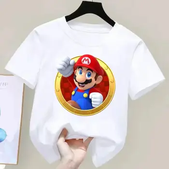 超級瑪利歐男女純棉T卹街頭創意碧琪公主印花T卹夏季寬鬆上衣休閒女裝 6 最佳銷售 桃子超級瑪利歐 - №4