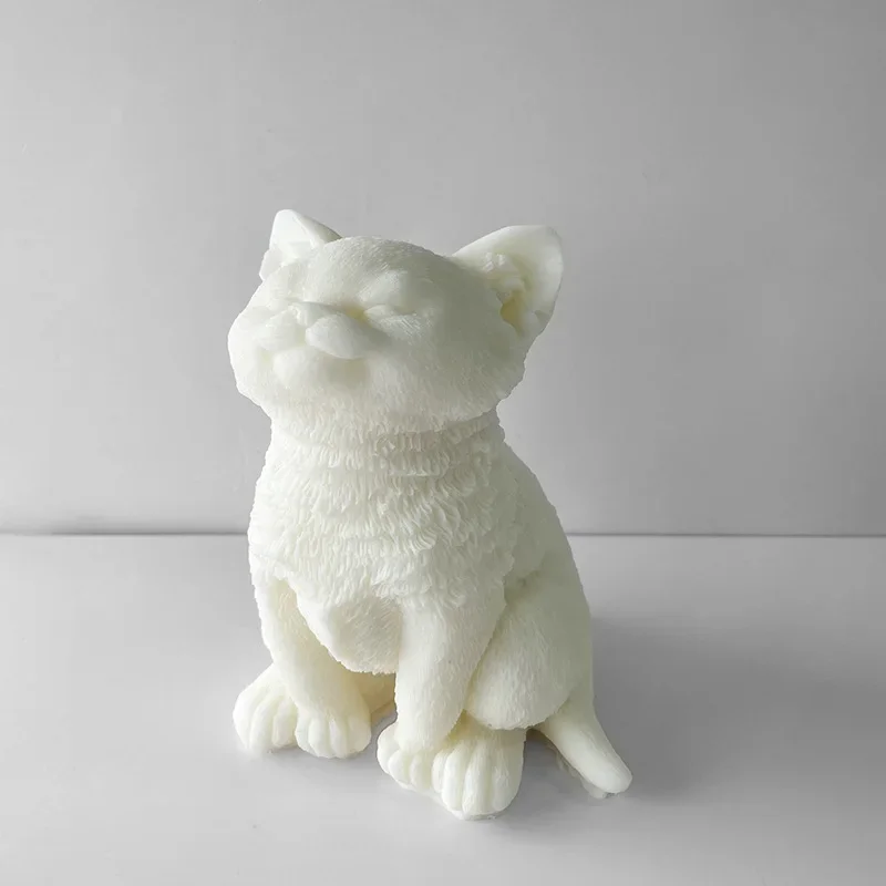 Kitten Cute Cat Puppy Silicone Mold 3D Animal Sitting Cat Teddy Aromatherapy Candle Plaster Mold