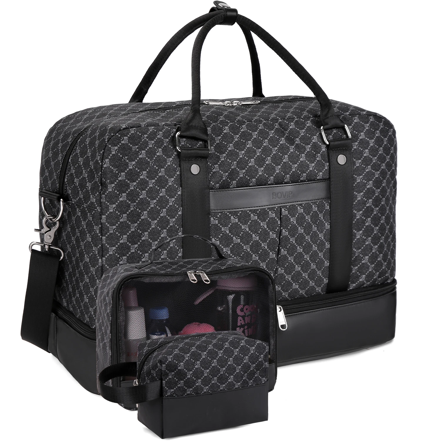 

Large Capacity Travel Bag Handbag Tote Travel Bag Shoulder Weekend Bag with Shoe Compartment Breathable Travel Night Bags