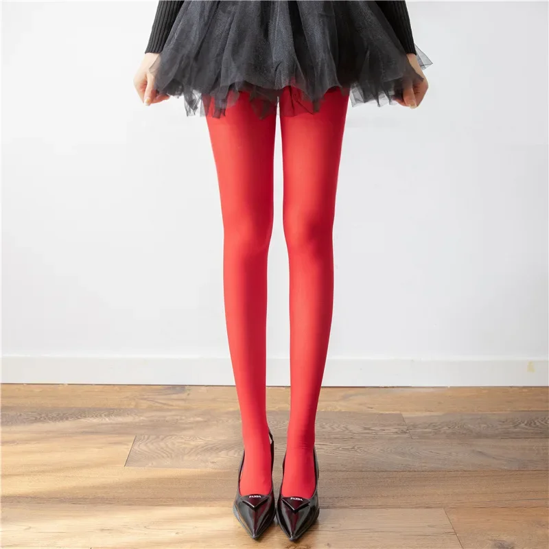 High-end Retro Burgundy Stockings High-elastic Matte Pantyhose Anti-snag Stockings Slimming and Non-transparent Leggings