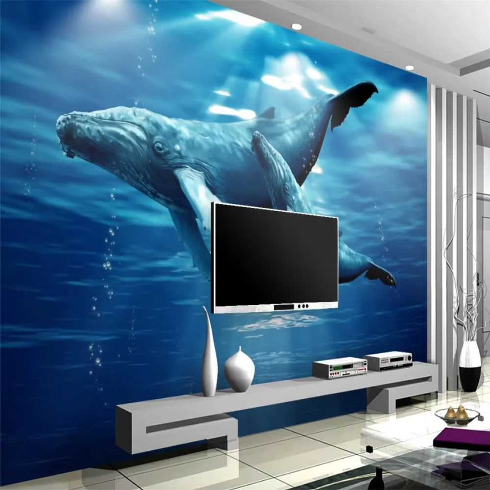 

Пользовательские 3D подводный мир настенная живопись черепаха обои домашнее искусство декоративный фон Дельфин морские обои для гостиной