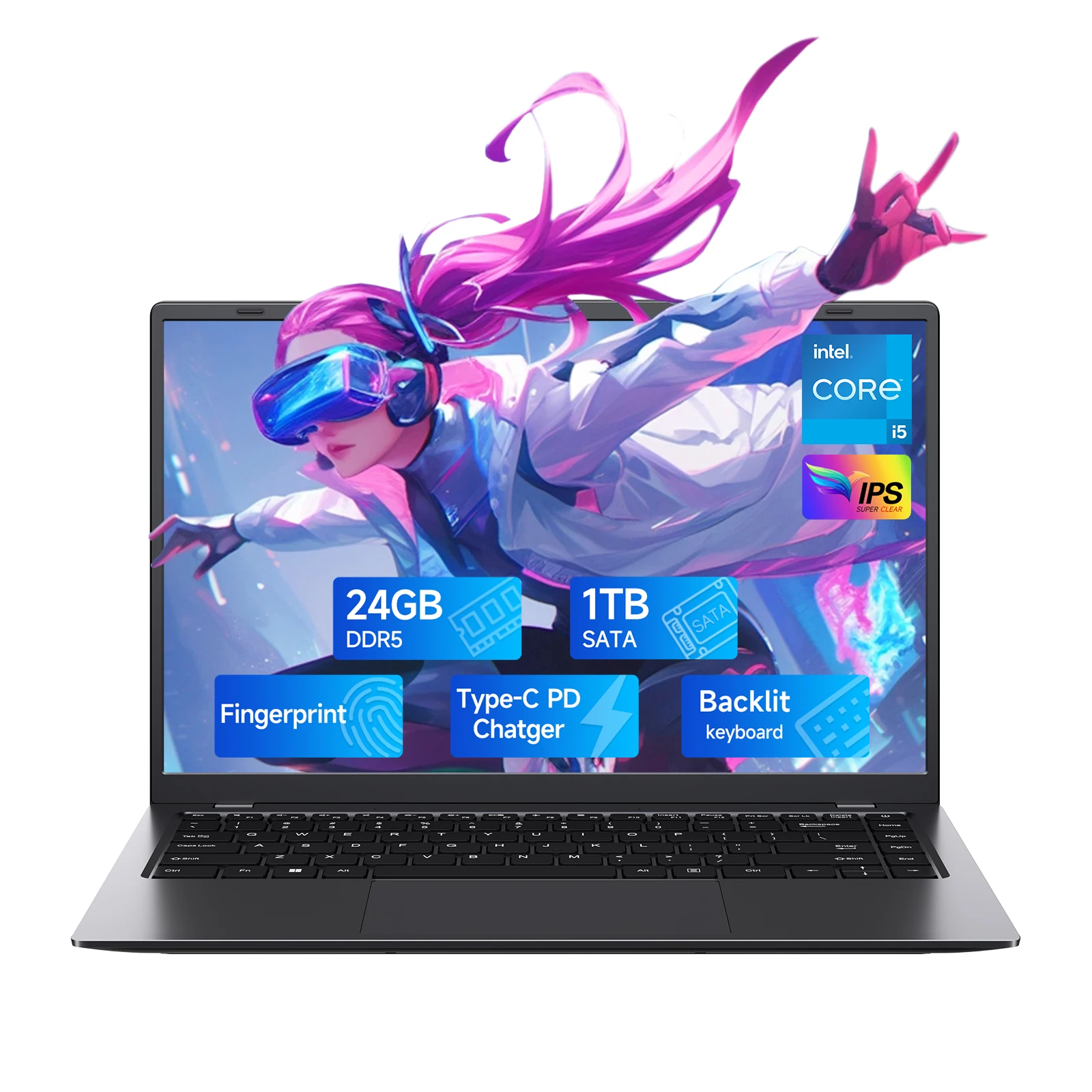 

14" Win11 Laptops Business Laptop CPU 12 Core I5-1240P 12 Cores 16 Thread Fingerprint Unlocking Backlit 24GB 1TB DDR5 Computer