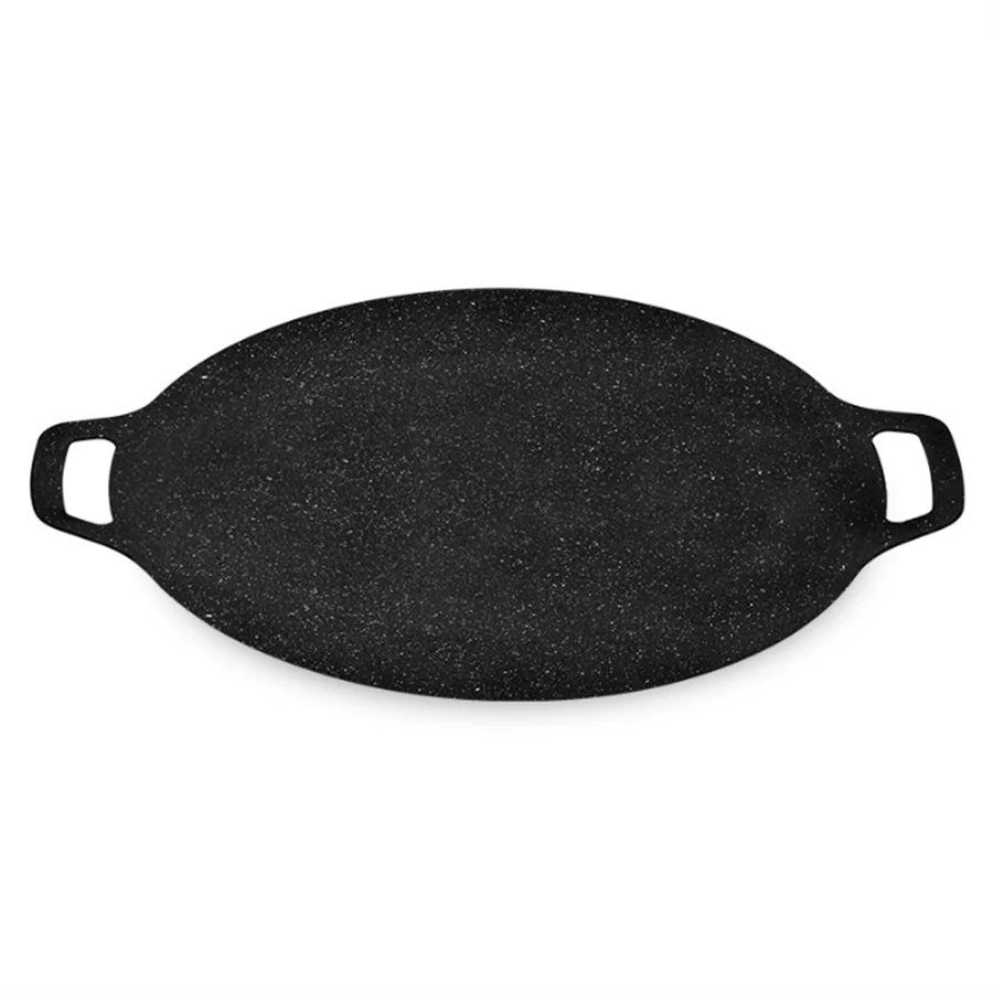 1PC outdoor camping household Korean round barbecue plate Maifan stone non-stick baking pan