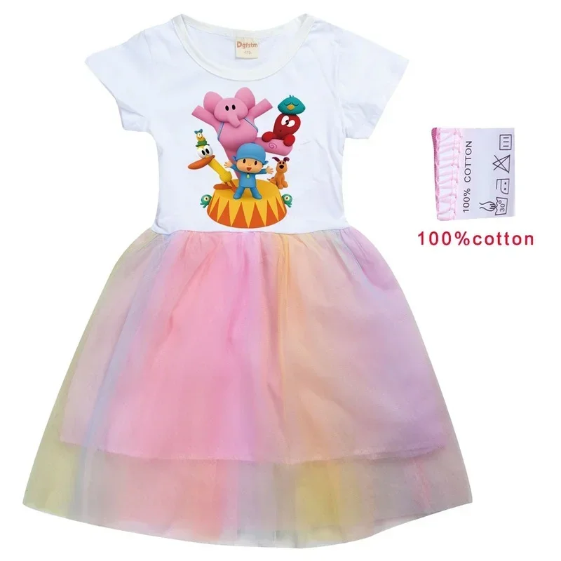 2024 pocoyoes kids summer cosplay dress baby girls cute lace princess dress toddler girls birthday party causal fashion dresses