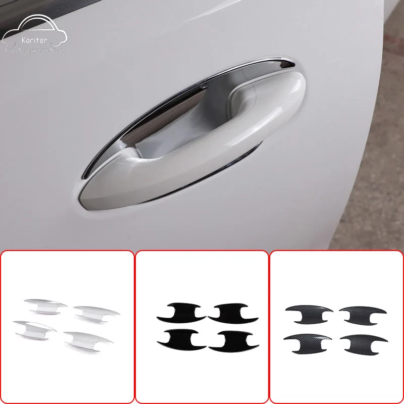 

4pcs For Mercedes Benz C Class W206 2022 ABS Carbon Fiber/Chrome Polish Silver/Black Door Bowl Cover Trim Car Accessories