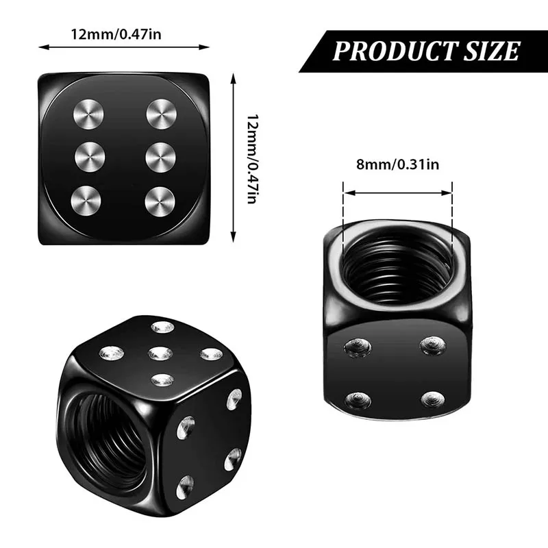 4/8/12Pcs/Set Aluminum Car Truck Motocycle Bike Dice Wheel Stem Tyre Tire Car Wheel Stem Air Valve Dust Car Cap Cover