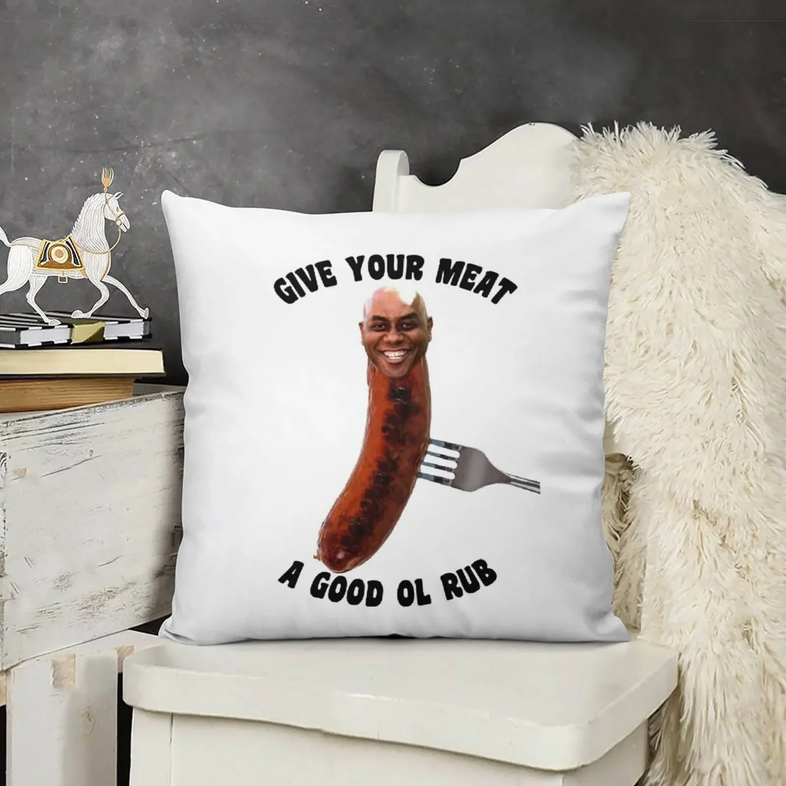 

Ainsley Harriott - Give Your Meat A Good Ol Rub Throw Pillow Sofa Cover New year pillow