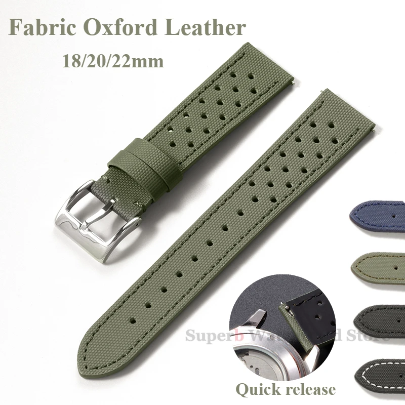 18/20/22mm Oxford Watchband for Tag Heuer for Citizen Canvas Fabric Strap for Seiko Men Women Waterproof Qucik Release Band