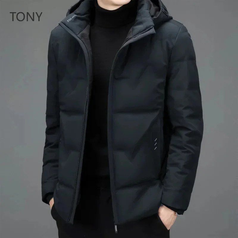 

Lightweight Padded Jackets Duck Down Padding Designer Clothes Men Short Jacket Removable Hat 2025 Winter Coat