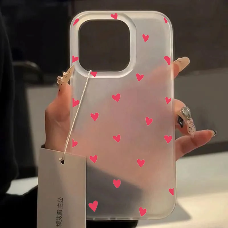 Cute Small Love Heart Soft Phone Case For iPhone 11 12 13 14 15 16 17 Pro Max XS X XR 7 8 Plus 12 13