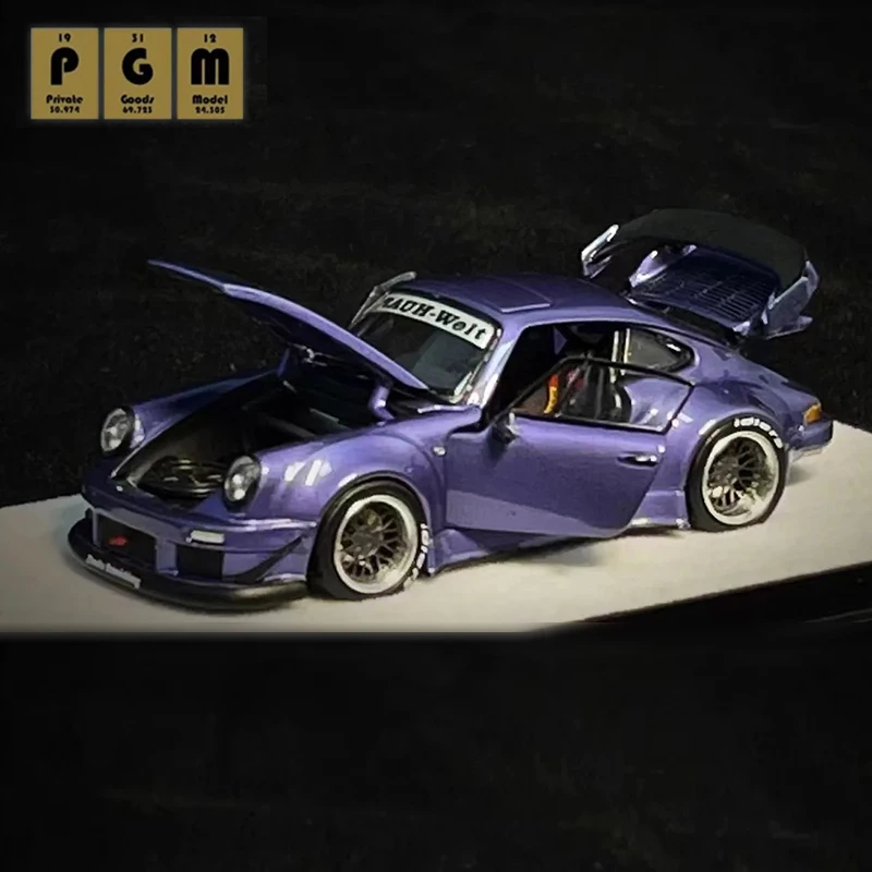 

PreSale 1:64 PGM RWB 930 Violets GT Wing Full Open Door Diecast Alloy Car Model Collection Toys