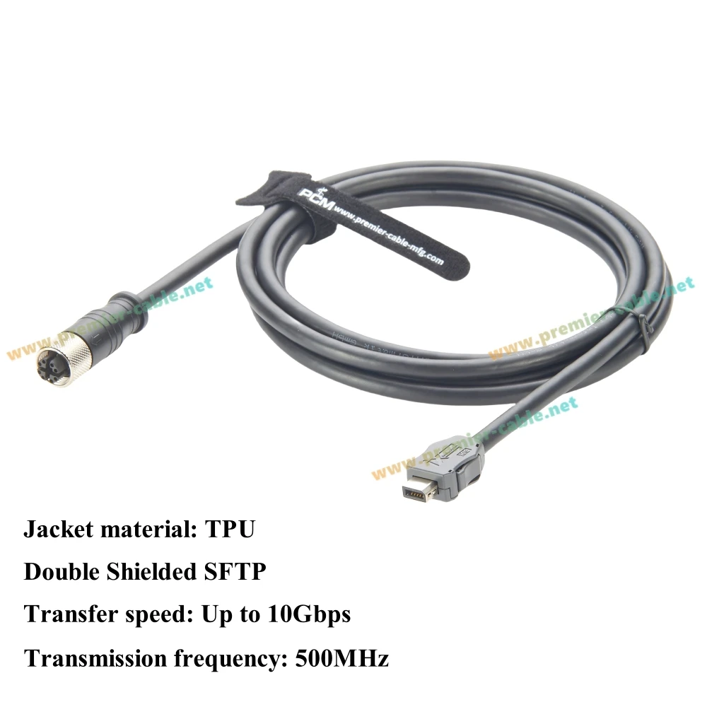 IX40G-A-10S-CV(7.0) IX مفتاح إلى M12 X كود أنثى كابل IX صناعي Cat6A إيثرنت مزدوج محمي SFTP للتبديل الصناعي