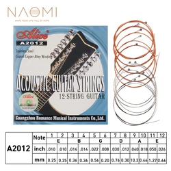 NAOMI Alice A2012 12 Strings Acoustic Guitar Strings 010-026 Stainless Steel Core Coated Copper Alloy Wound  Strings Set