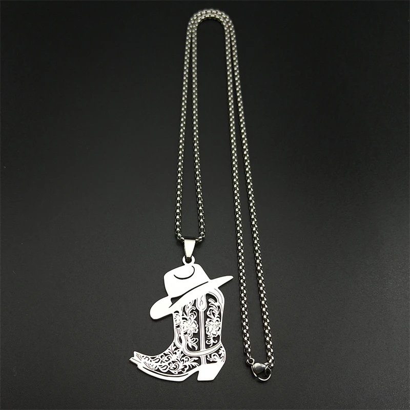 Böhmen West Cowboy Schuhe Blume Halskette Für Frauen Männer Edelstahl Hohl Gold Farbe Mode Männlichen Kette Schmuck Geschenke – Detail 4