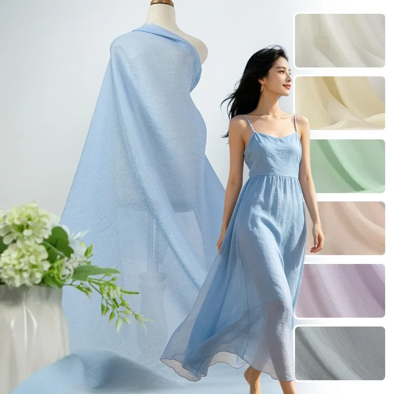 

100/300cm Mulberry Silk Rayon Blended Fabric Breathable Glossy Texture Suitable for Women's Shirt Dress Clothing Sewing Material