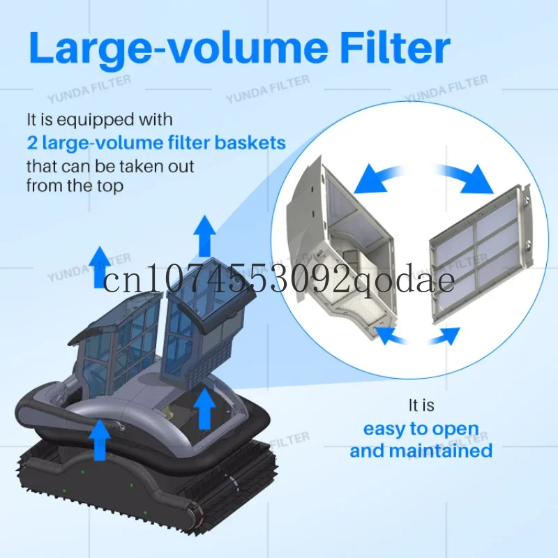 Large capacity filter basket climbing pool cleaning robot