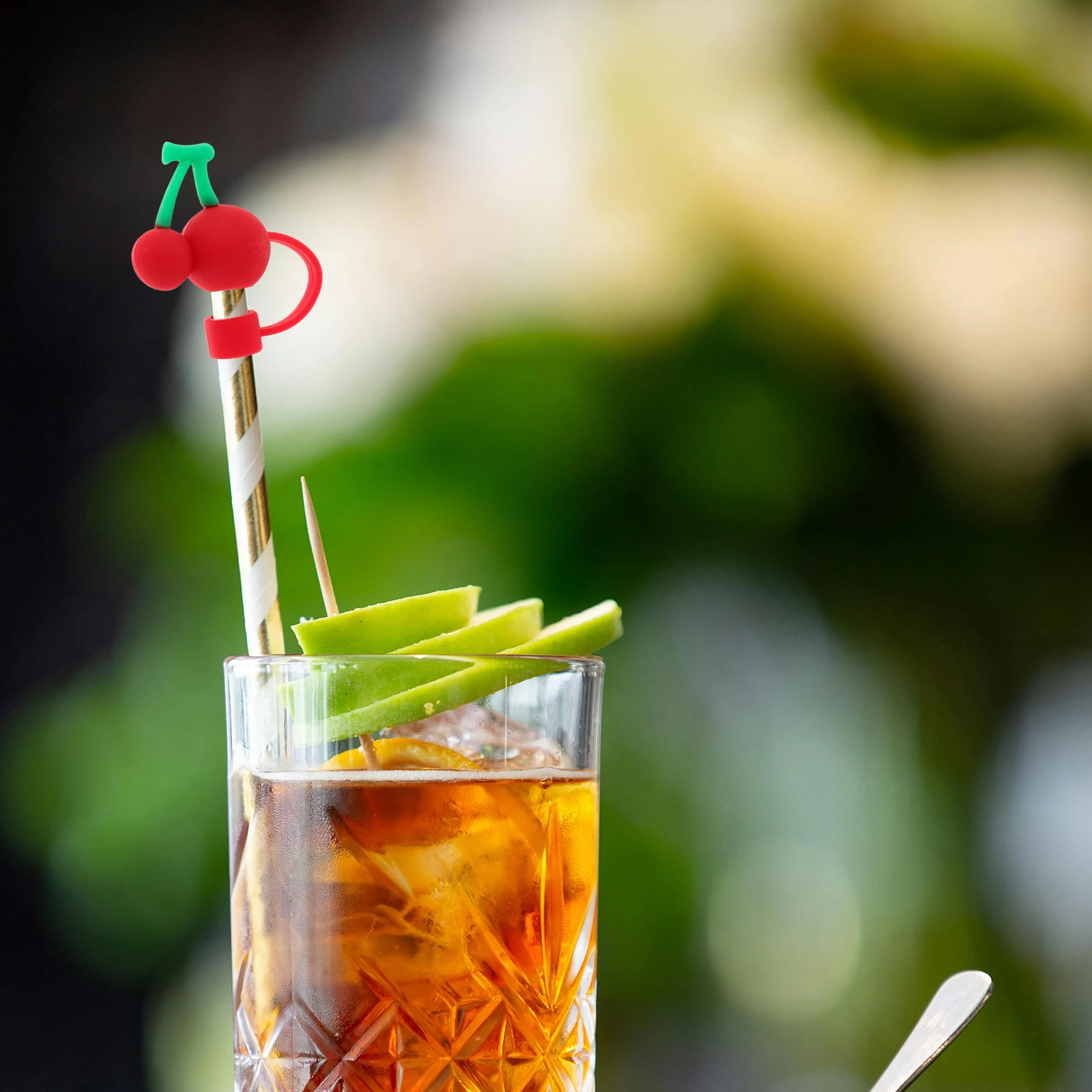 

4pcs Straw Covers Cute Cherry Design Dust Plugs Silicone Tips Reusable Bottle Accessories Tumbler Drink Water Straw Cap