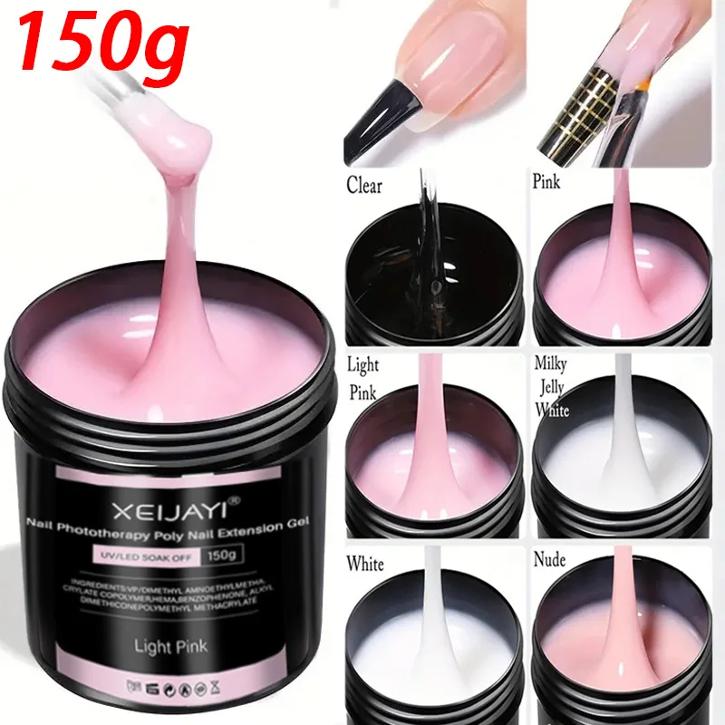 

150g Phototherapy Poly Nail Extension Gel Clear/White/Pink/Nude Building Gel UV/LED Soak Off Long Lasting Nail Art Extension Gel