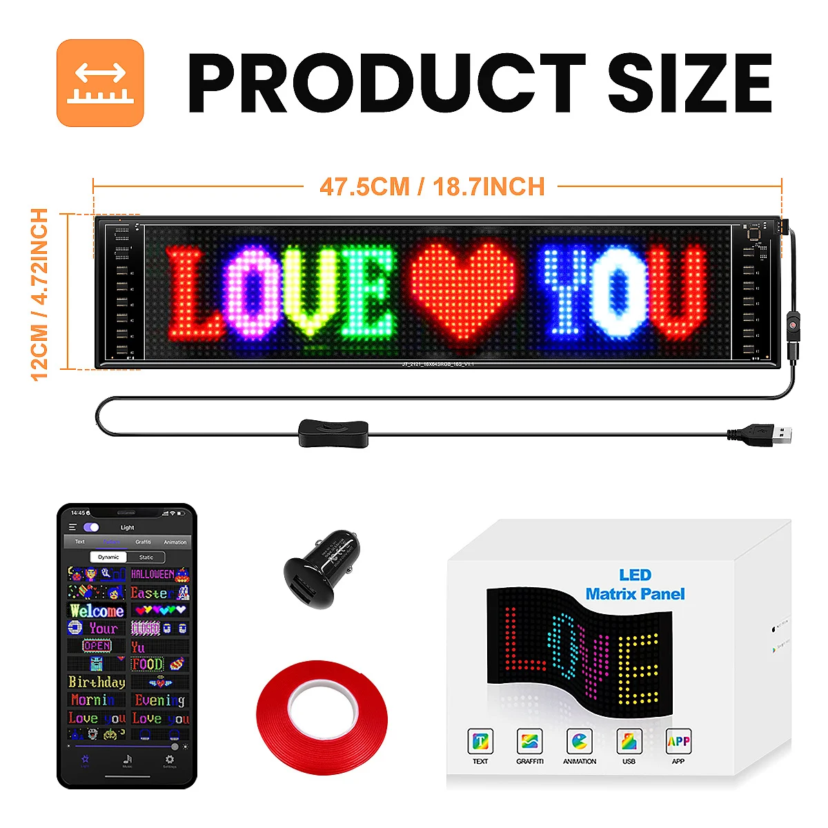 2025 Upgrade Multifunctional LED Matrix Panel ,APP Control Scrolling LED Sign, Custom,Graffiti Flexible Led Matrix Panel for Car