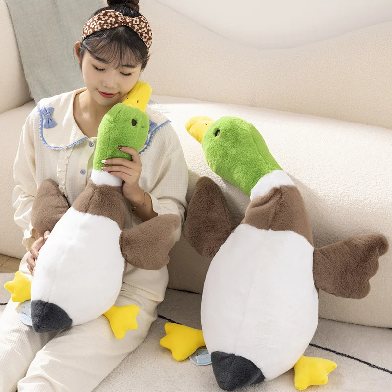 

75/100CM Funny Green Duck Plush Toys Cute Goose Stuffed Soft Pillow Cushion For Kids Girls Birthday Gifts