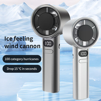 USB Pocket Fan High Speed Turbo Fan Mini Handheld Fan 1200-3000mAh Rechargeable Electric Fan LED Display Fan 100 Speeds Ooutdoor