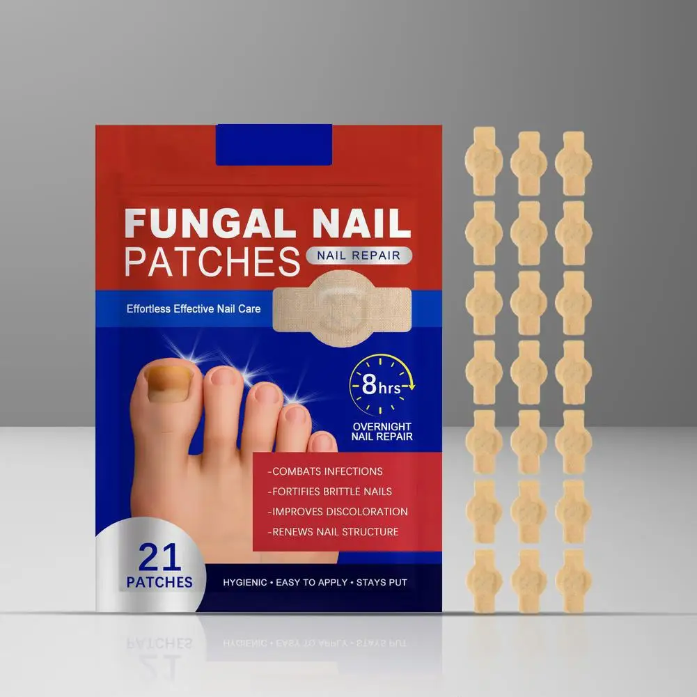 21/42 pezzi toppe per funghi dell'unghia del piede toppe per riparazione unghie impermeabili adesivi per correzione unghie incarnite per unghie scolorite o danneggiate