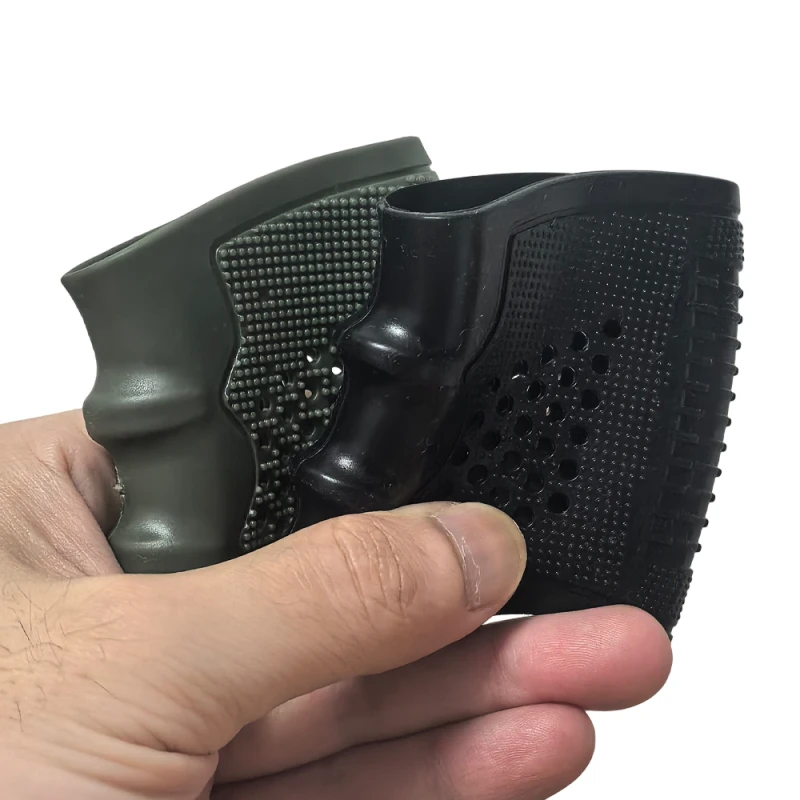 2 Stück taktische Pistolenholster-Gummigriff-Handschuhhüllen, rutschfeste Schutzhüllen für Handfeuerwaffen, passend für 17, 19, 23, Airsoft, Jagd – Detail 5
