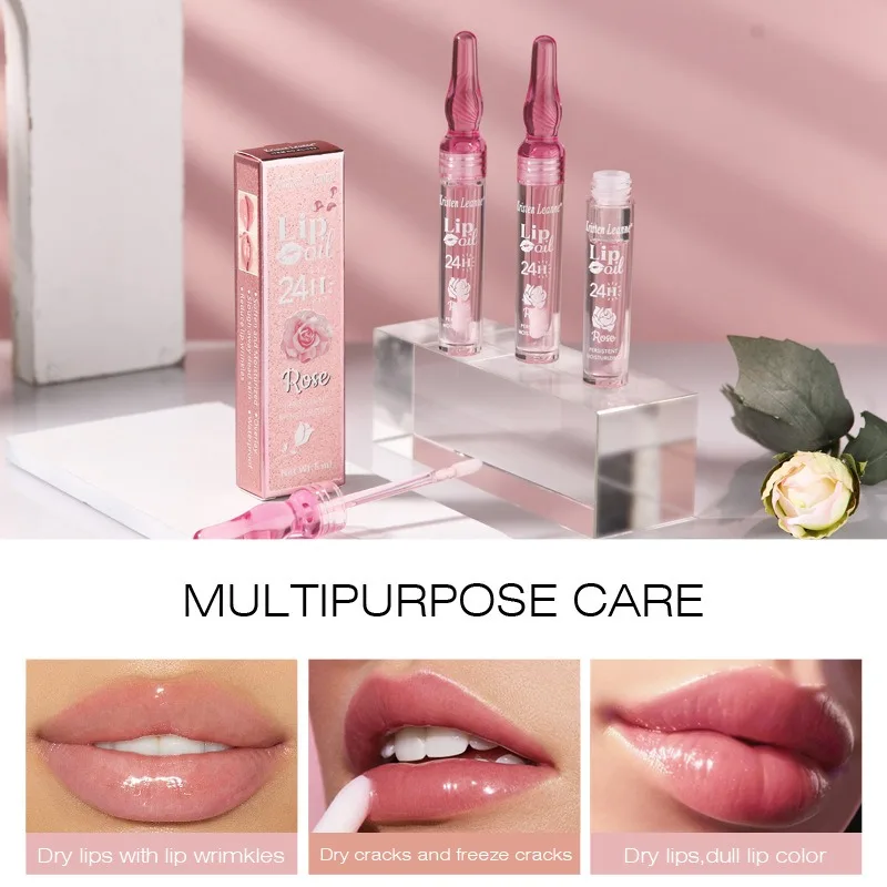 Color Changing Rose Petal Lip Gloss Hydrating Moisturizing Nourish Lips Create Plump Juicy Lip Glow