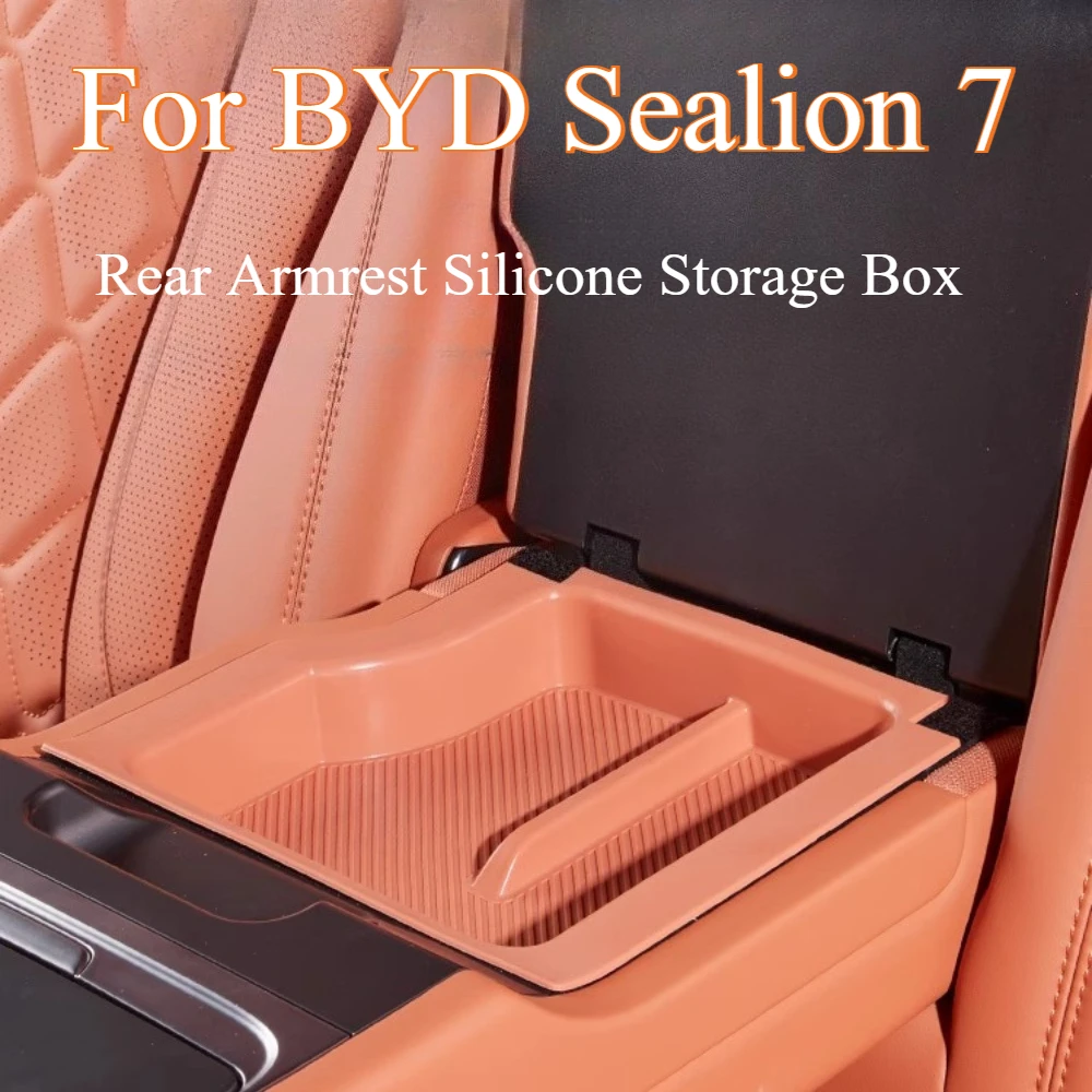 

For BYD Sealion 7 Rear Armrest Silicone Storage Box Anti Slip Car Interior Organizer