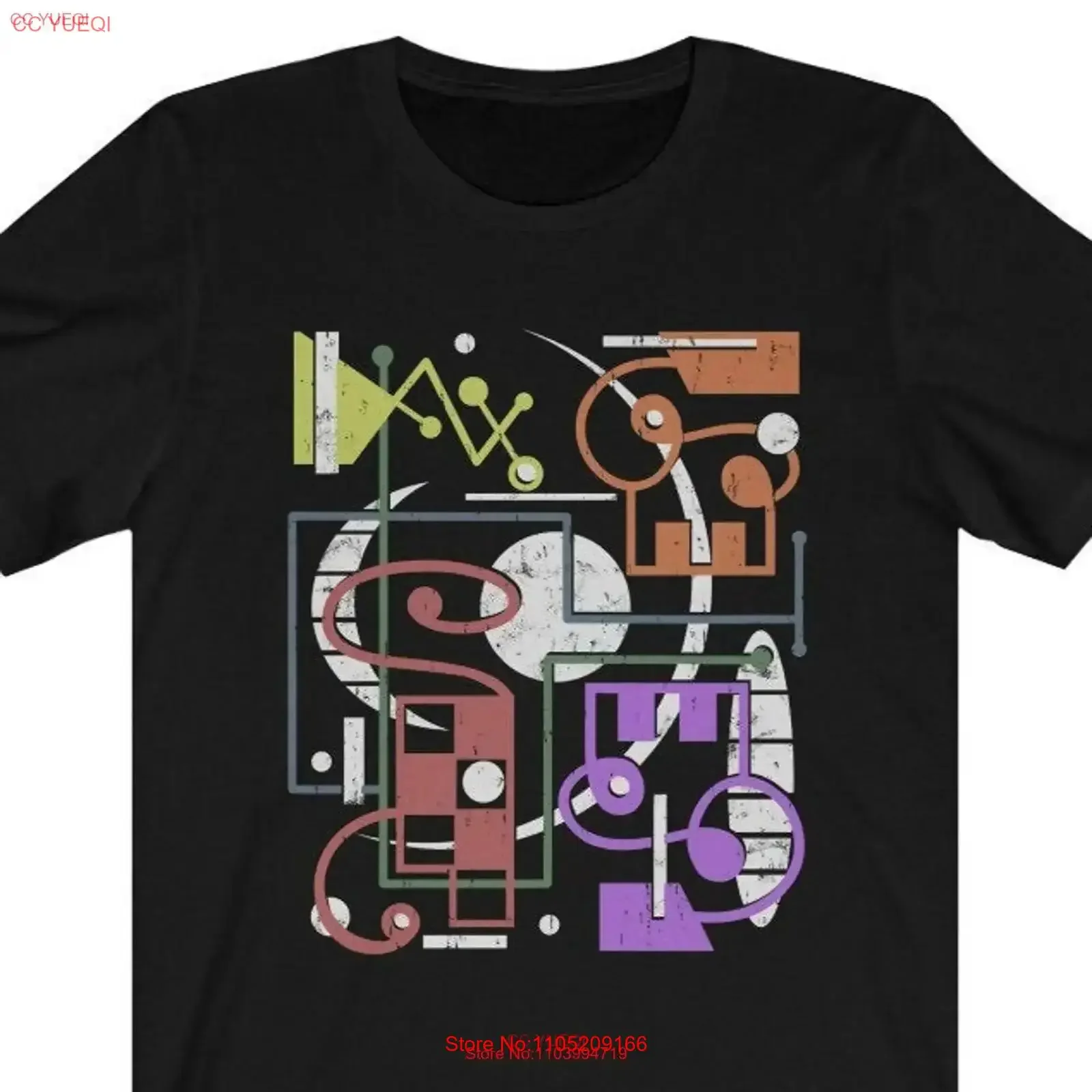 Hipster T Shirt Colorful Kandinsky Bauhaus Mid Century Modern Influence Birthday Christmas s Geometric Shapes Abstract Art