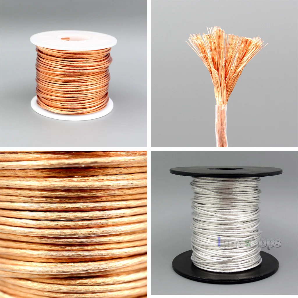 

50m Pure Silver Plated OCC / 7N OCC Signal Audio Power Custom DIY Cable 378*0.05mm Dia:1.4mm LN005639