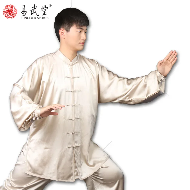 Unisex Yiwutang Tai Chi Uniforme Kung Fu Vestito 99% seta Arti marziali Abbigliamento tradizionale cinese Primavera Estate Set stagionali