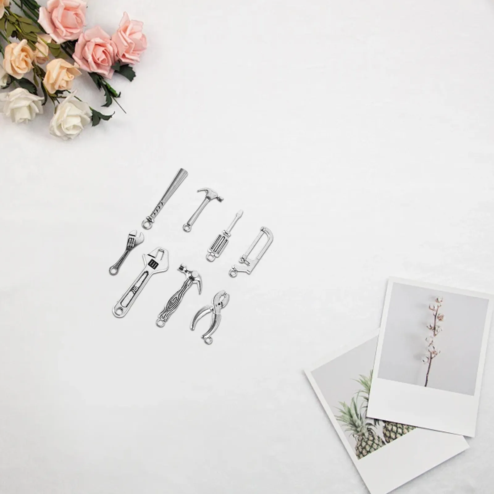 

8Pcs Jewelry Making Supplies DIY Accessories Materials 3D Construction Charms for Handmade Earrings Bracelets Tool Theme Pendant