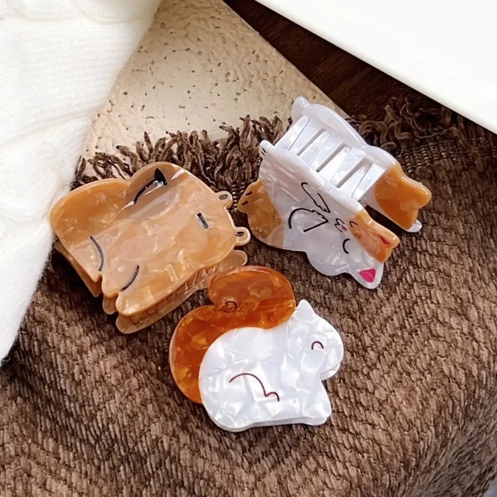 Cute Cat Capybara Hair Clip Creative Cartoon Acetate Kitty Hair Claw Headwear Fashion Squirrel Hairpin Hair Accessories