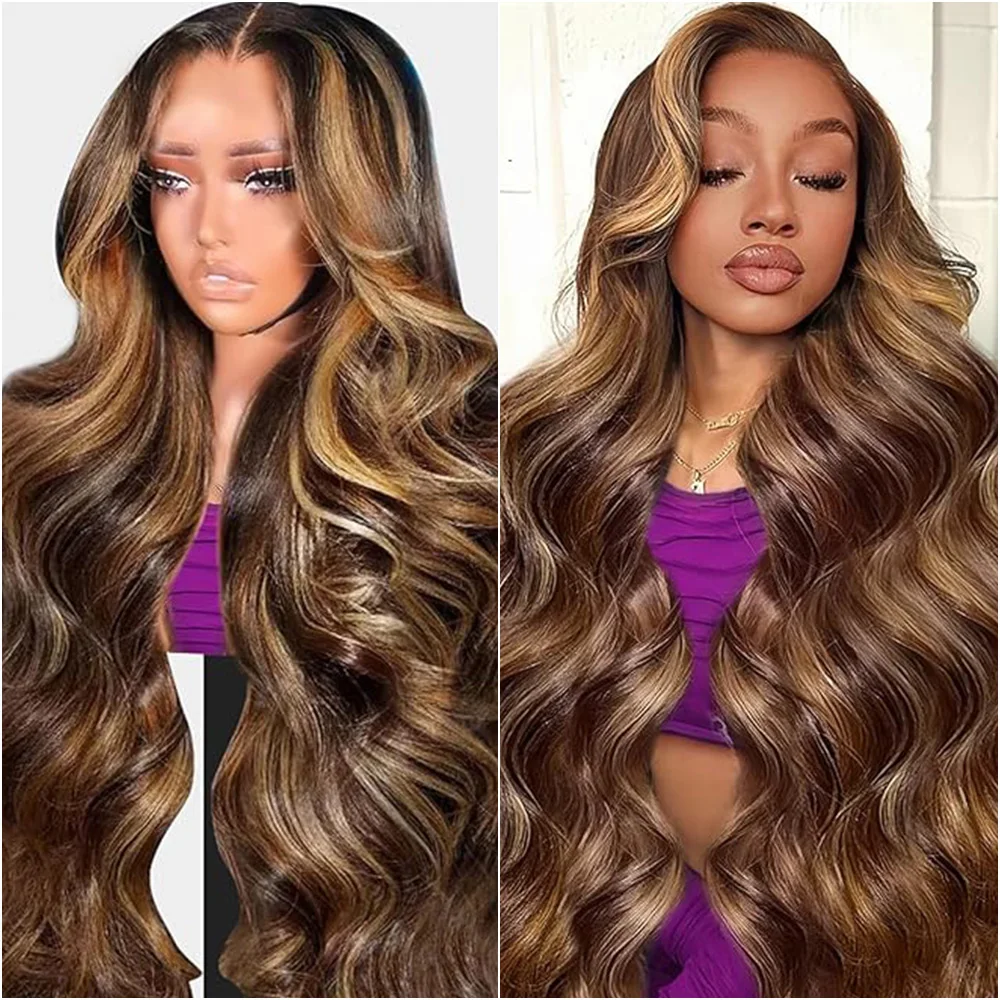 Объемная волна Выделите парик 100% человеческие волосы 13x6 Блондинка HD Парики шнурка 13x4 Цветные кружевные фронтальные парики P4/27 Бразильские парики для женщин